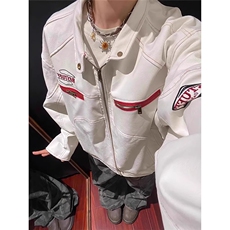 美式秋冬高街新款PU皮衣机车服设计感小众宽松潮牌夹克外套，男装皮衣，星座601-1