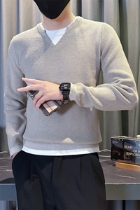 B216 MY5158  P60 2025秋冬装假两件设计男士毛衣针织衫 社会风图片