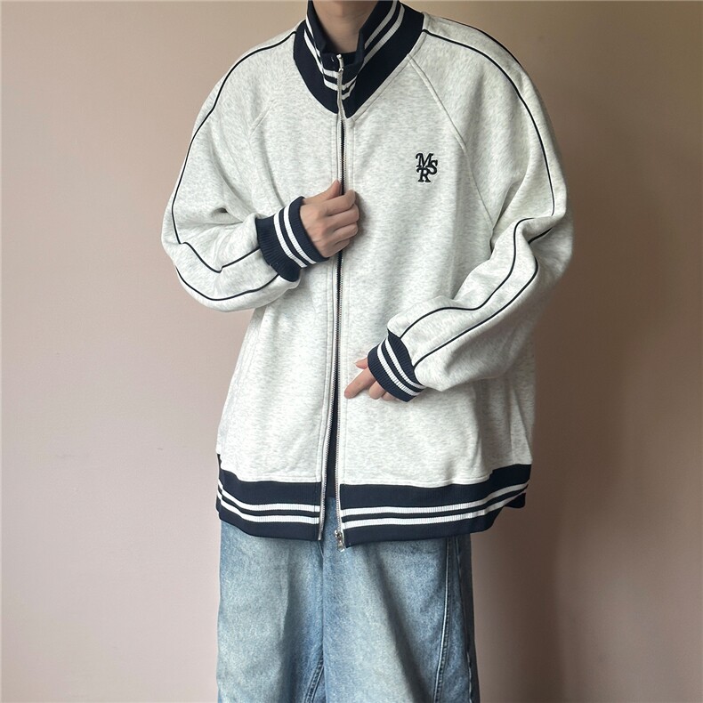 2026春现货立领卫衣外套男士宽松休闲绣花上衣A351-AW2529-P95，女装短外套，电商A351