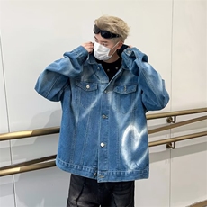 美式复古潮牌水洗垫肩牛仔夹克男情侣春季上衣外套潮，男装夹克，星座716-3