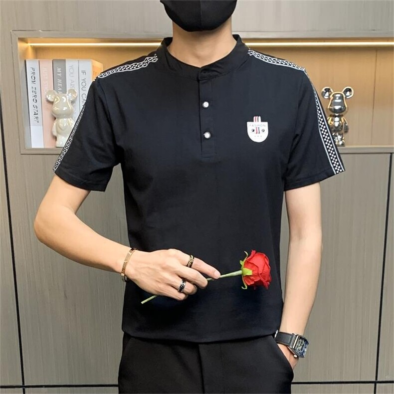 PL108-P35社会小伙男士短袖t恤半袖体恤休闲帅气潮流小立领POLO衫，男装Polo衫，电商D310B-1