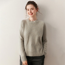 2025年秋季新款圆领针织衫套头上衣女，女装针织衫/毛衣，广悦羊绒