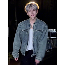 现货不缺货金属短款牛仔外套潮流水洗牛仔夹克1209-1-JK12-P78，男装夹克，星座1209-1