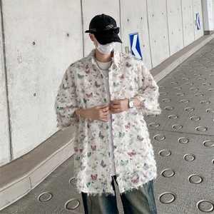 高质量衬衫男士短袖蝴蝶拼色百搭2024夏季新款ins外套CY727-P43图片