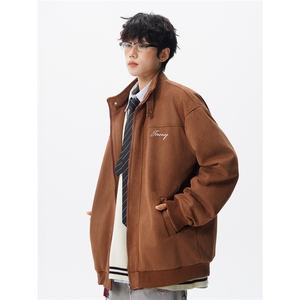 复古麂皮绒立领外套男女潮牌大码春秋飞行夹克美式外套JK5210/P80图片