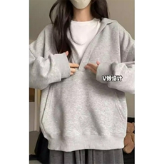 美式复古小众设计连帽卫衣男秋冬季oversize慵懒风外套WHY52，女装短外套，星座1116A（原606A-3）