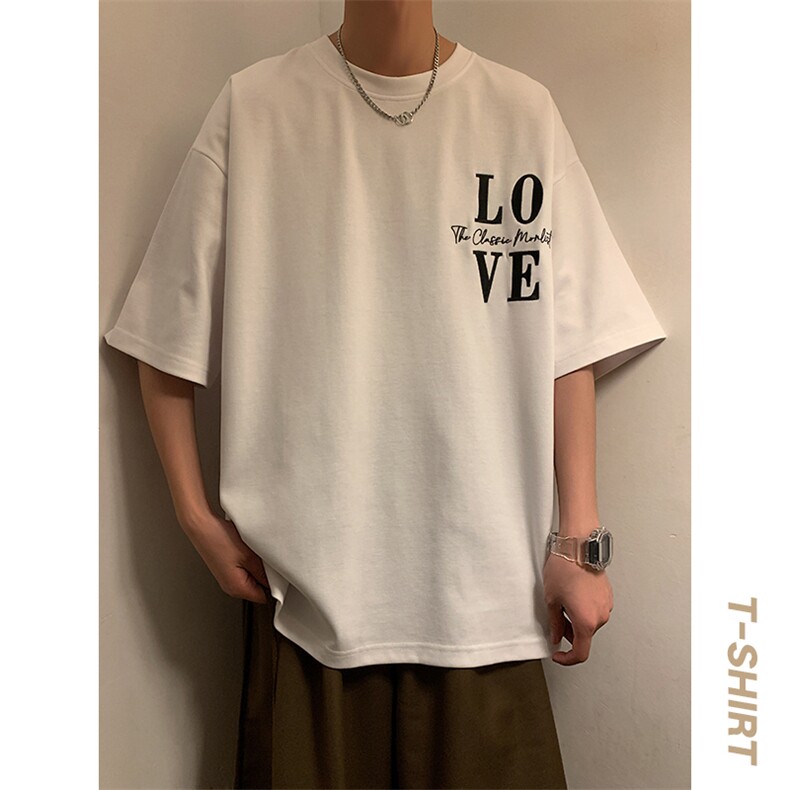 港风暖光短袖男t恤夏季休闲百搭刺绣圆领T恤男上衣TC3131-P25控45,男装T恤,星座717