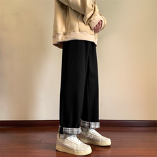 XTYDF冬季新款加绒加厚棉格子卷边纽扣男女休闲裤1303A-ZY042-P55，男装休闲裤，星座715-1
