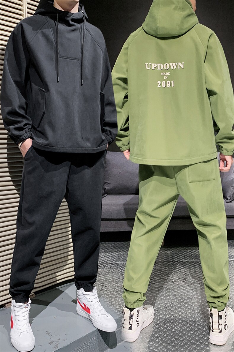 2021秋冬男士运动服套装时尚休闲加绒两件套DS596T,男装卫衣,电商A102
