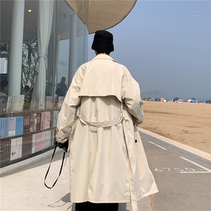 高级感风衣男中长款ins设计感2022新款春秋日系韩版潮牌大衣外套图片