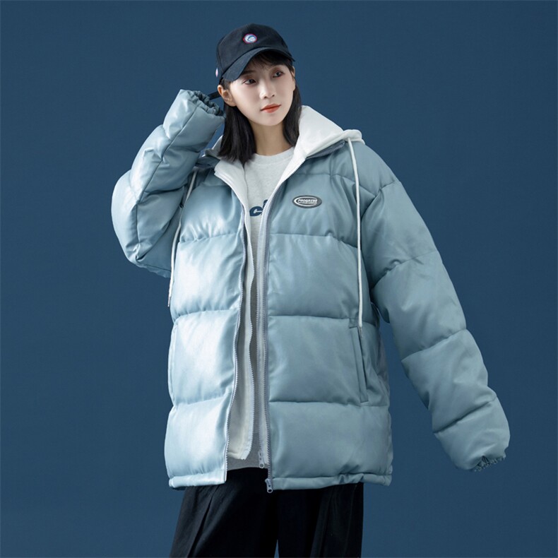 港风假两件情侣装棉衣男PU皮棉服面包服棉袄3303-P80控118,男装棉衣,星座207