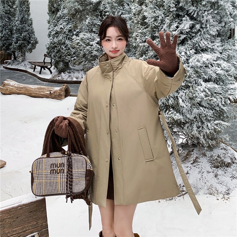 冬季新款时尚简约风衣羽绒服女中长款A901P295K428,女装羽绒服,2C268