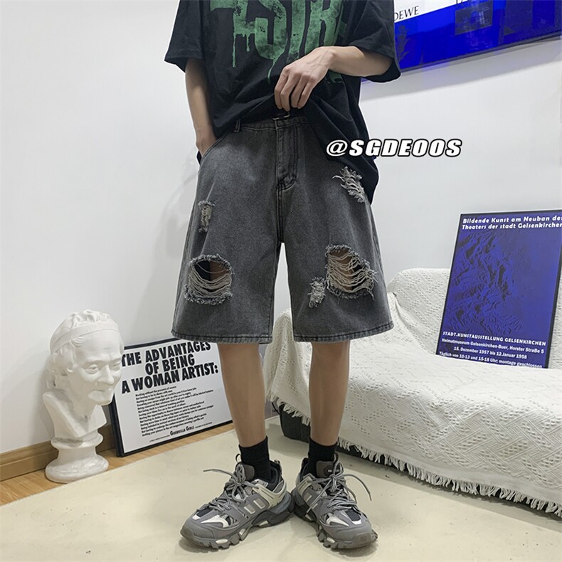 2023牛仔短裤宽松个性破洞休闲裤313A-1-NZ004-P45控价58,男装牛仔裤,星座808A-1