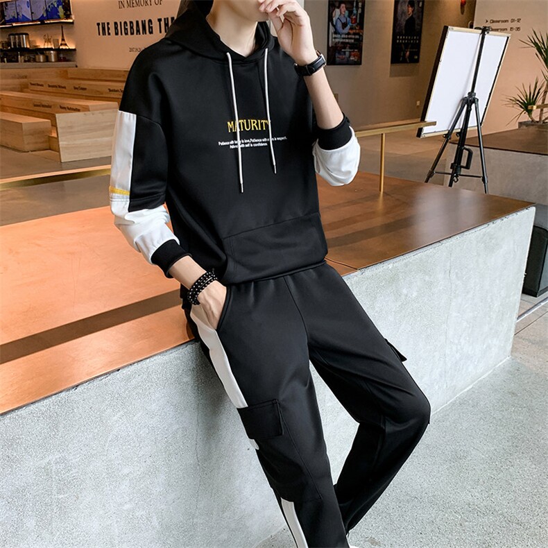 新款男士长袖卫衣套装潮流休闲运动两件套DT,男装卫衣,电商A102