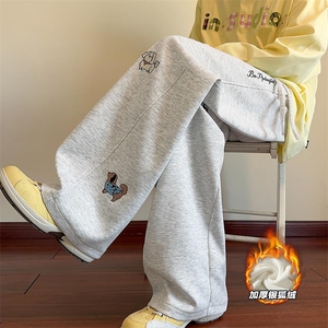 腊肠狗刺绣曼巴棉450g重磅银狐绒弯刀裤男K24037J加绒-特P55控108图片