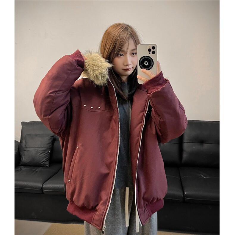 美式潮牌毛领棉衣男款冬季加厚保暖棉服青少年情侣外套特P98,男装棉衣,电商C306-1