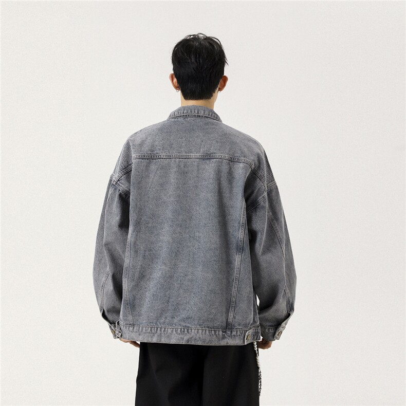 2025新款男士斜兜潮流休闲宽松牛仔工装情侣夹克上衣N9001/P105,男装夹克,星座202