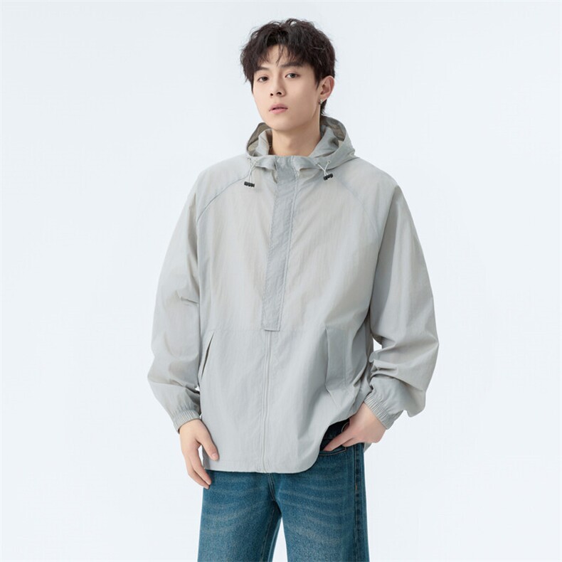 夏季中性风高品质50D尼龙皱时尚纯色防晒衣DSA157B-F7740-P50，男装防晒衣，电商A157B