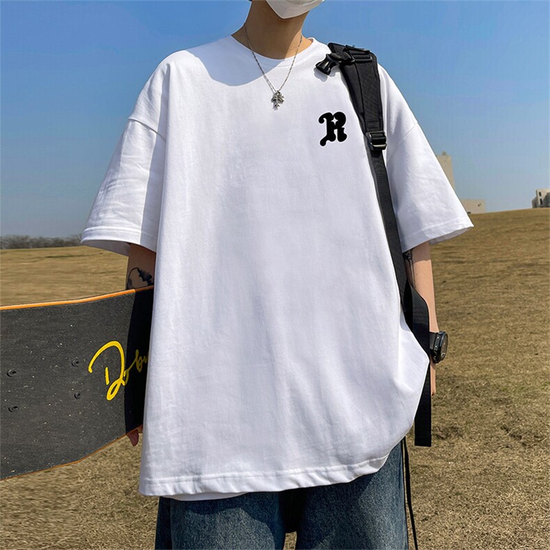 抖音得物二开现货220克夏装重磅美式高街宽松短袖t恤MT178,男装T恤,电商A486-1