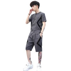男士冰丝短袖T恤潮流休闲运动套装男装夏装一套衣服帅气T719-P50图片