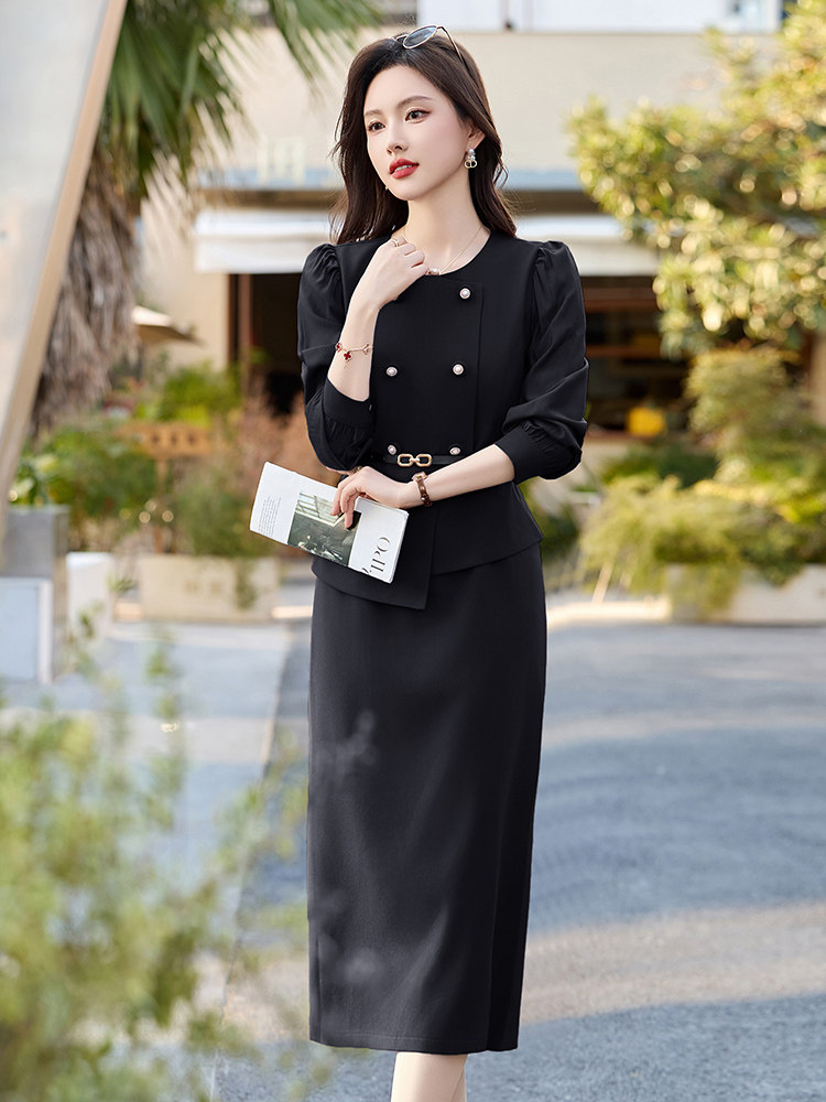 高级感通勤气质裙女2025春夏新款收腰显瘦洋气假两件套连衣裙,女装连衣裙,伊航服饰