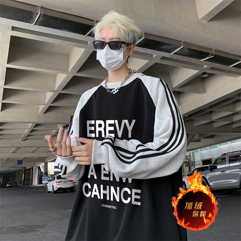 抖音得物供货 提供视频 秋冬重磅美式宽松织带圆领卫衣0737图片