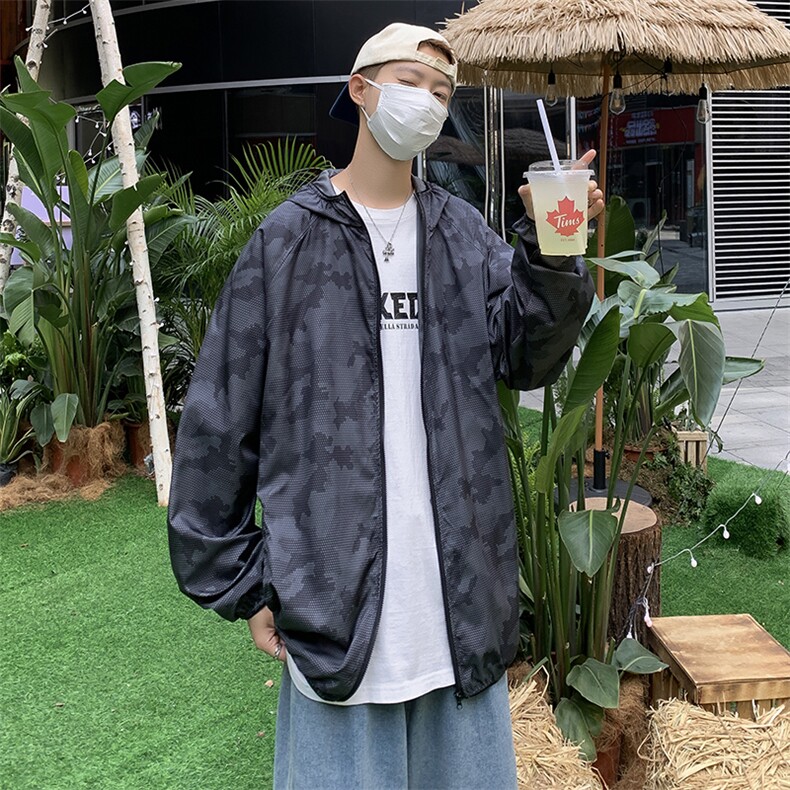防晒衣男港风潮流连帽迷彩色帅2023夏季新款ins宽松外套W4793-P35,男装防晒衣,星座412-2