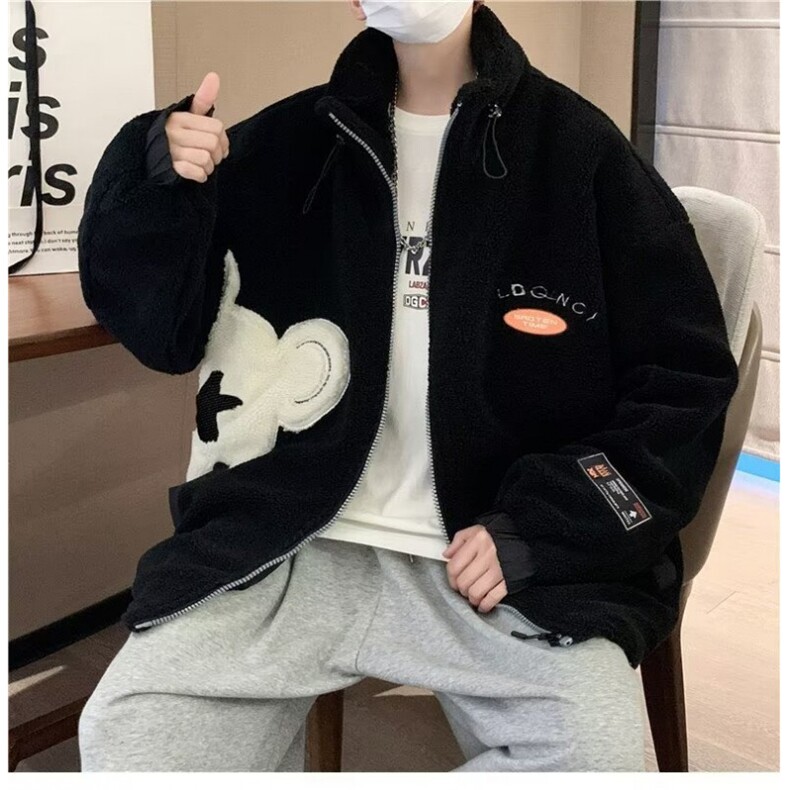 F604P75秋冬男装青年外套羊羔绒棉衣夹克保暖时尚休闲图片