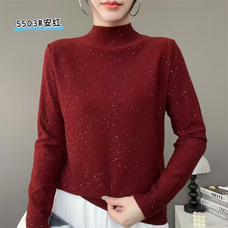 2025年秋季常规通勤长袖挑花星空珠片纱,针织衫/毛衣,暖姿羊绒