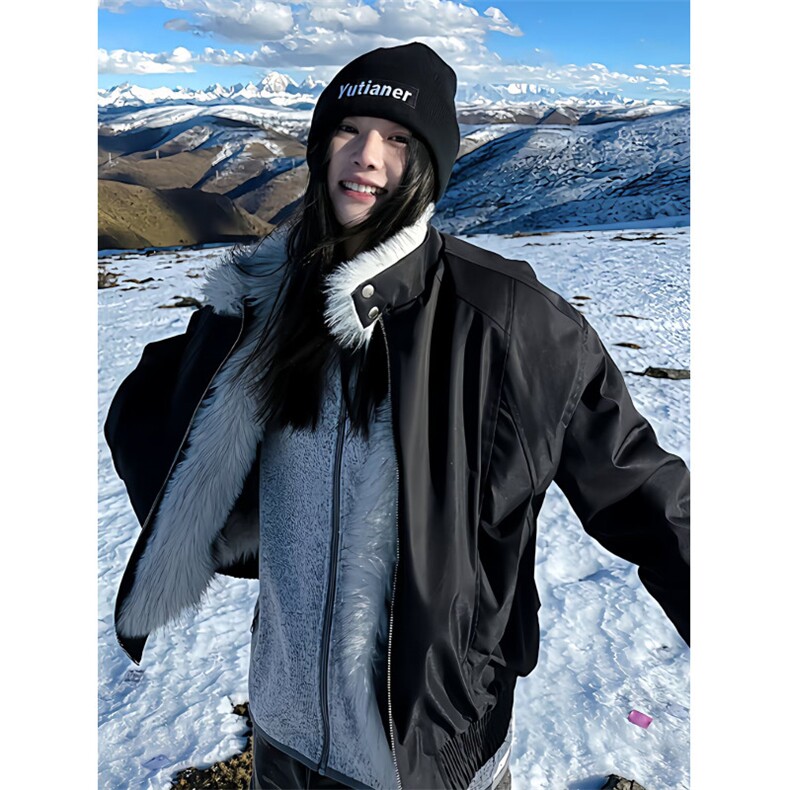 羊羔绒毛棉袄男士冬季2025新款加厚加绒连帽棉衣冬装情侣棉服外套图片