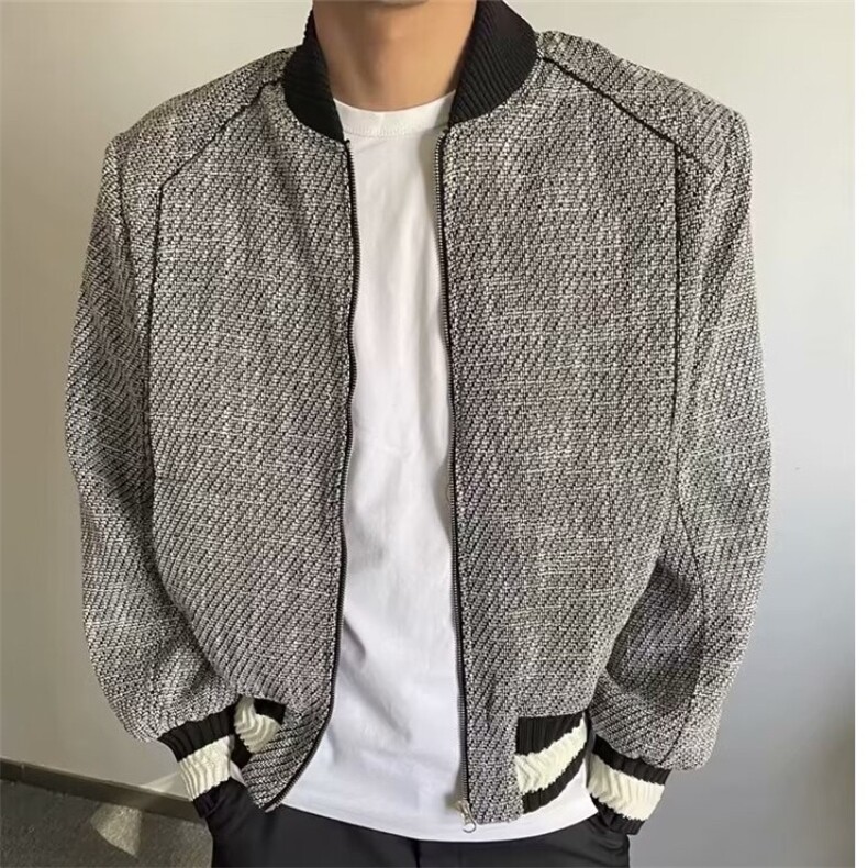 得物品质秋款男女小香风夹克衫粗纺立领拉链夹克外套JAK159P85,男装夹克,星座1013-1