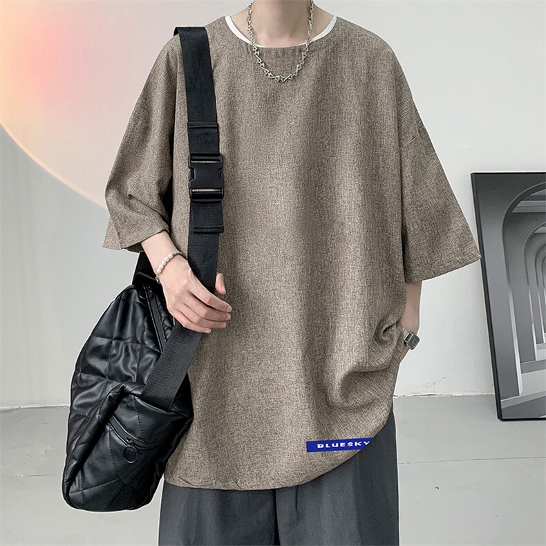 风复古亚麻短袖男棉麻t恤男半袖ZT71202-P35,男装T恤,电商A040