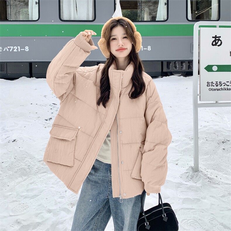 现货：冬季新款复古立领休闲面包羽绒服50绒2C135-8958P285K428图片