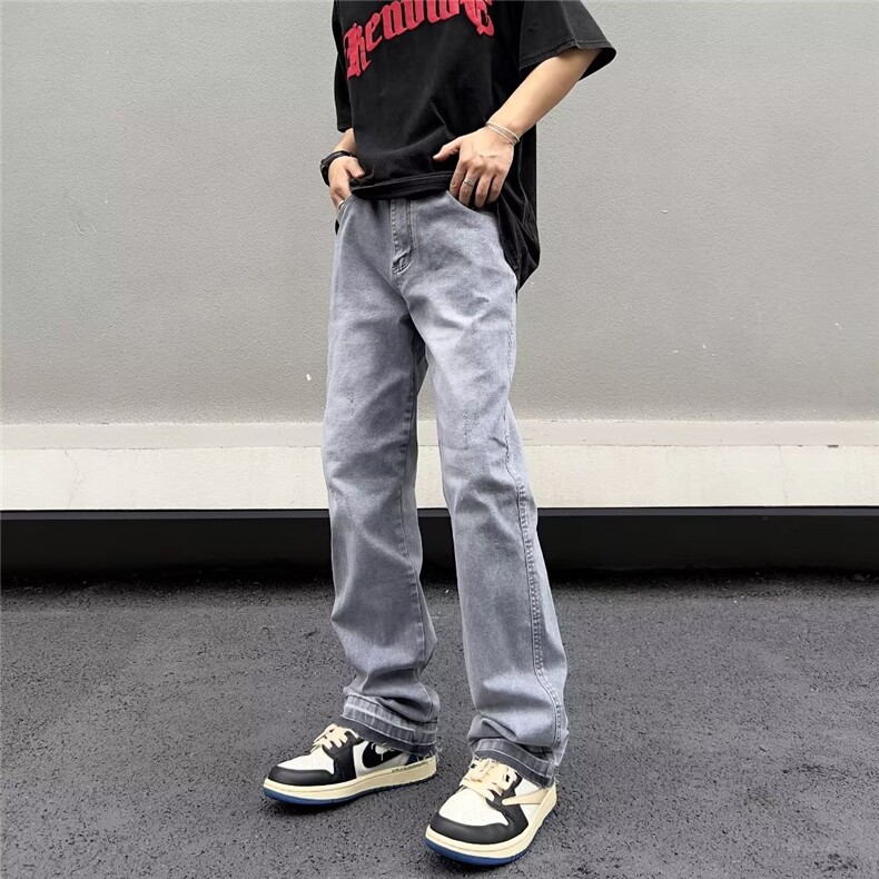 美式vibe裤子高街水洗牛仔裤男设计感小众拉链裤B8163P42,男装牛仔裤,星座1116-2
