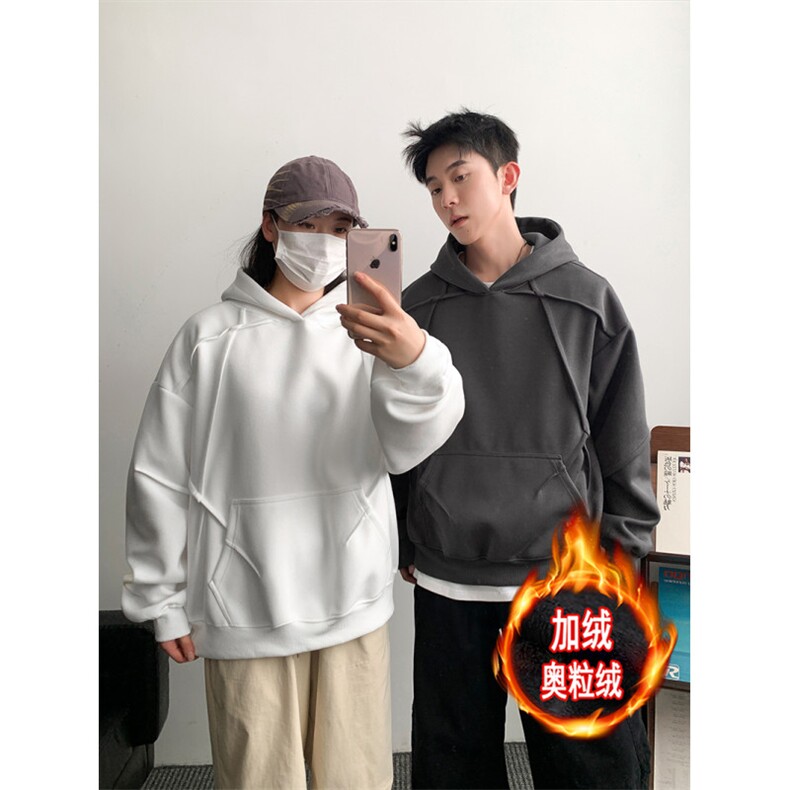 重磅无帽绳500克连帽卫衣硬挺加绒奥粒绒外套男 RH5308JR-P62图片