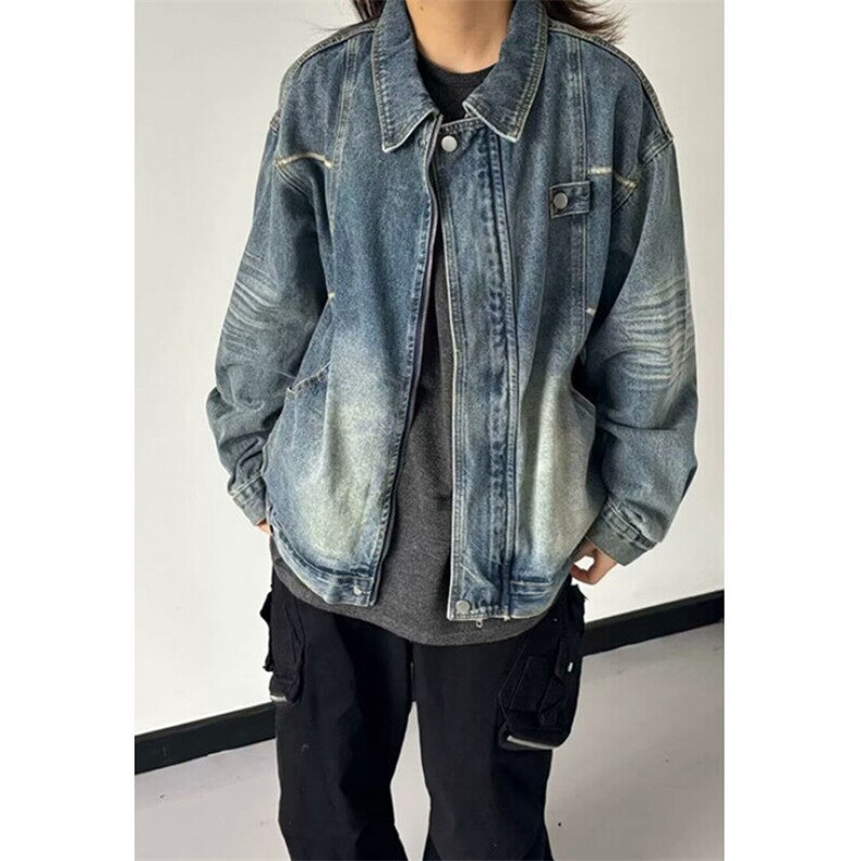 立体解构水洗美式水洗做旧牛仔外套男女春秋蓝色宽松夹克JK8898,男装工装外套,星座1116A（原606A-3）