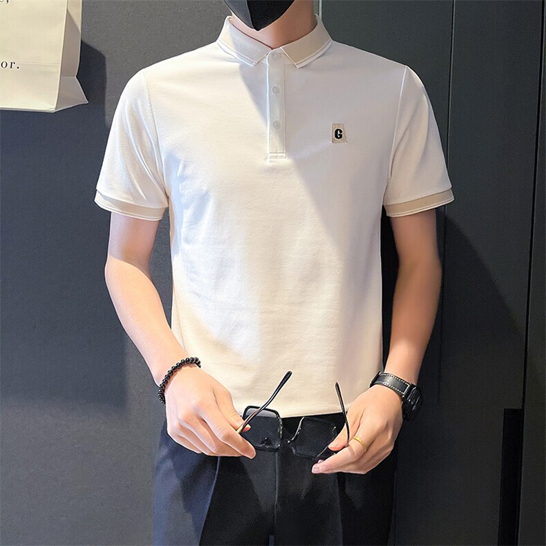 6606-P58夏季刺绣字母短袖POLO衫男T恤半袖新款痞帅男装-1控78,男装Polo衫,星座603-2