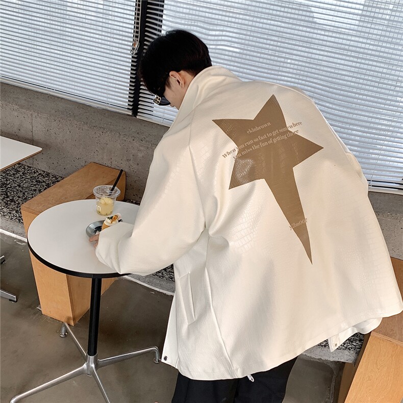 港风鳄鱼纹面料火炬印花图案设计潮流休闲夹克男JK77746P85控118,男装夹克,星座227-7