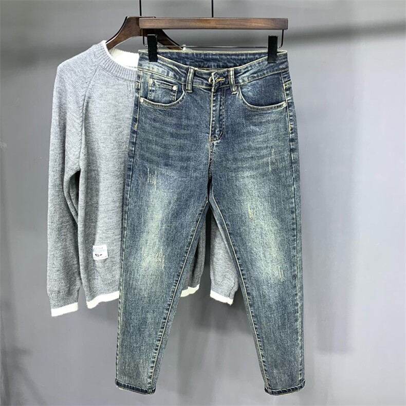 1506-1/KT12601/P51牛仔裤新款弹力修身九分裤韩版潮流简约百搭男,男装牛仔裤,星座1506-1