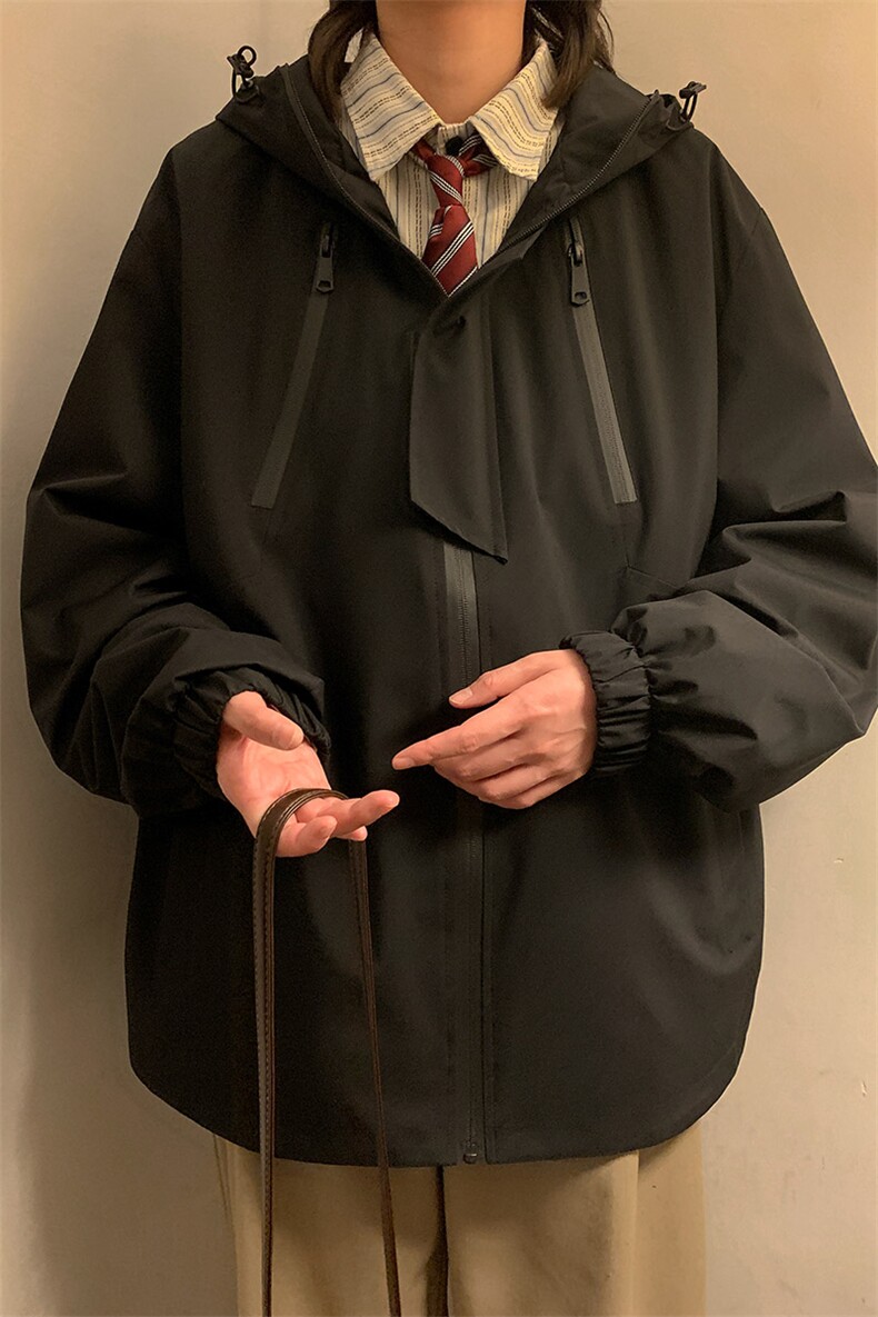 新款连帽冲锋衣夹克男港风潮流宽松休闲外套JK2307-P68,男装夹克,星座717