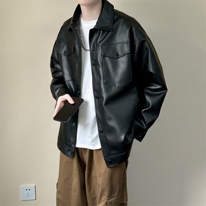 现货 春装皮衣外套男时尚机车服休闲皮夹克-A607 -P90 加绒-P100图片