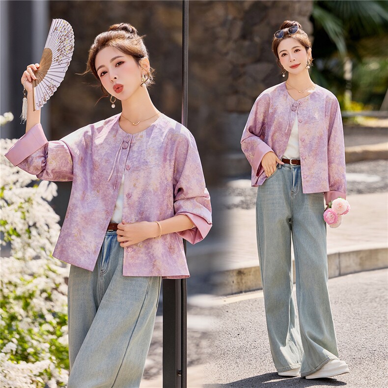 2026年春季新中式提花开春超火外套女，女装短外套，E百度