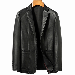 休闲秋冬个性西服领皮衣夹克潮流机车服中青年男士YN2105-P155图片