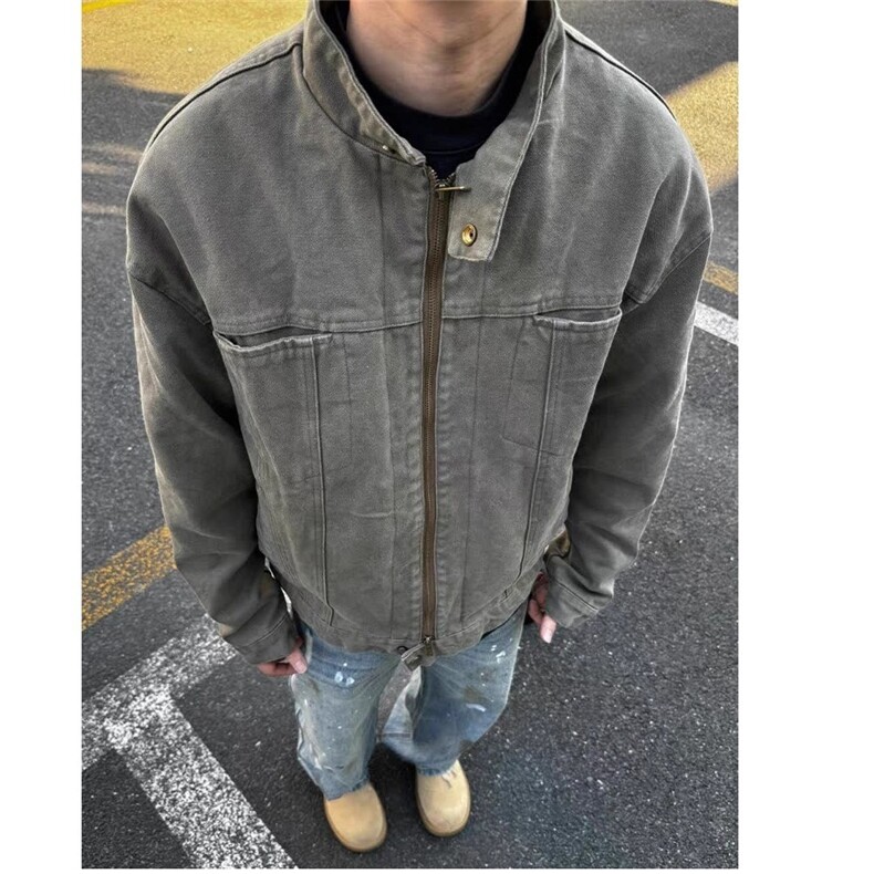 J353-P74新款无品牌百搭美式工装夹克男士设计感牛仔外套,男装工装外套,电商B323A
