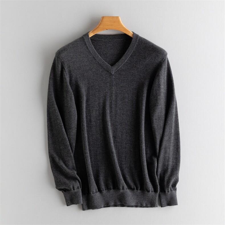 2025年秋季V领长袖时尚百搭通勤简约休闲，男装羊绒套衫，绒歆坊