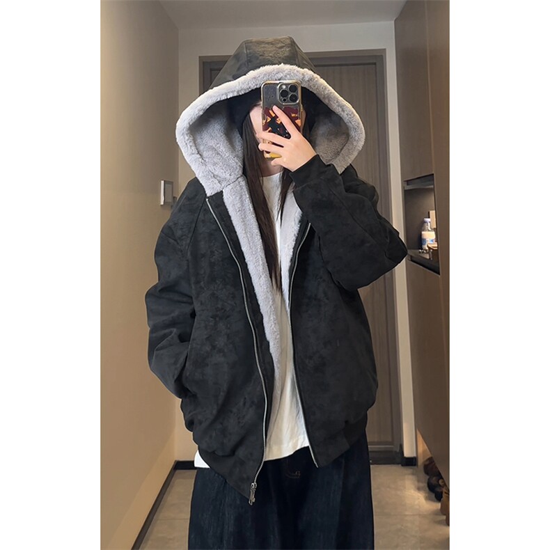 保暖舒适PU皮荔枝纹座山雕连帽新款棉衣男女外套M24988-特P85,男装棉衣,电商A001