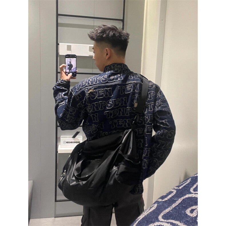 【有货】破洞满印牛仔外套男高级感痞帅美式工装夹克226CC-特P70,男装工装外套,星座1007（原301D）