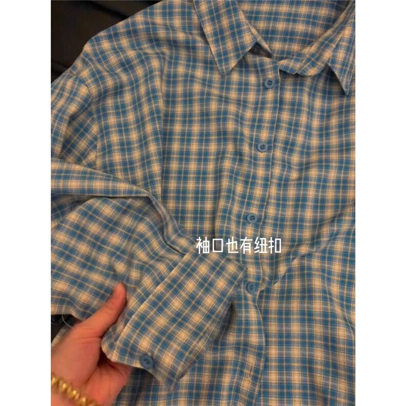 【有货】DC3019-P40好慵懒百搭的感觉撞色日系格纹衬衫女休闲长袖,男装衬衫,星座603-2