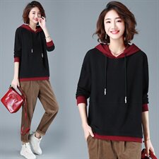 时尚潮流舒适长袖卫衣/绒衫2021年秋季休闲连帽套头，女装卫衣/绒衫，简韵佳