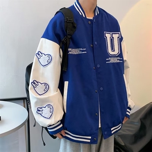 克莱因蓝外套男潮流宽松ins棒球服潮牌港风休闲春秋夹克 JY6542图片